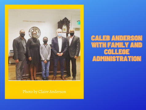 Caleb Anderson with Family and College Administration